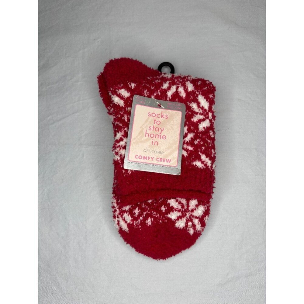 JCPENNEY NEW Socks Womens OSFM Red Snowflake Comfy Soft Winter Snuggly